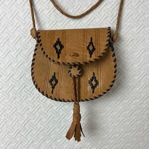 Vintage Handmade Native American BOHO Crossbody Bag Purse Leather Western Countr